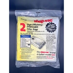 Shop Vac 2‎ High Efficiency Disposable Filter Bags for 4 Gallon Model E87